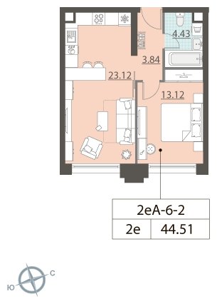 1-комнатная квартира 2 м2, 2 этаж, сдача 2 квартал 2022 г., ЖК ЗИЛАРТ, корпус ZILART DIAMOND - объявление 1691769 - фото №1