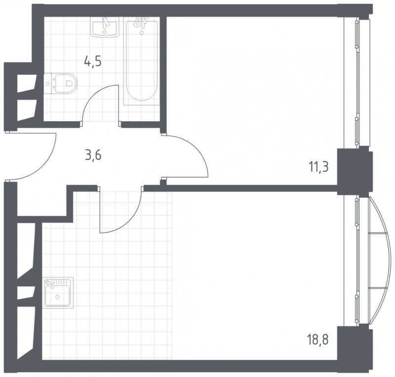 1-комнатная квартира с полной отделкой, 38.2 м2, 13 этаж, сдача 4 квартал 2022 г., ЖК Новоданиловская 8, корпус 2 - объявление 1562277 - фото №1