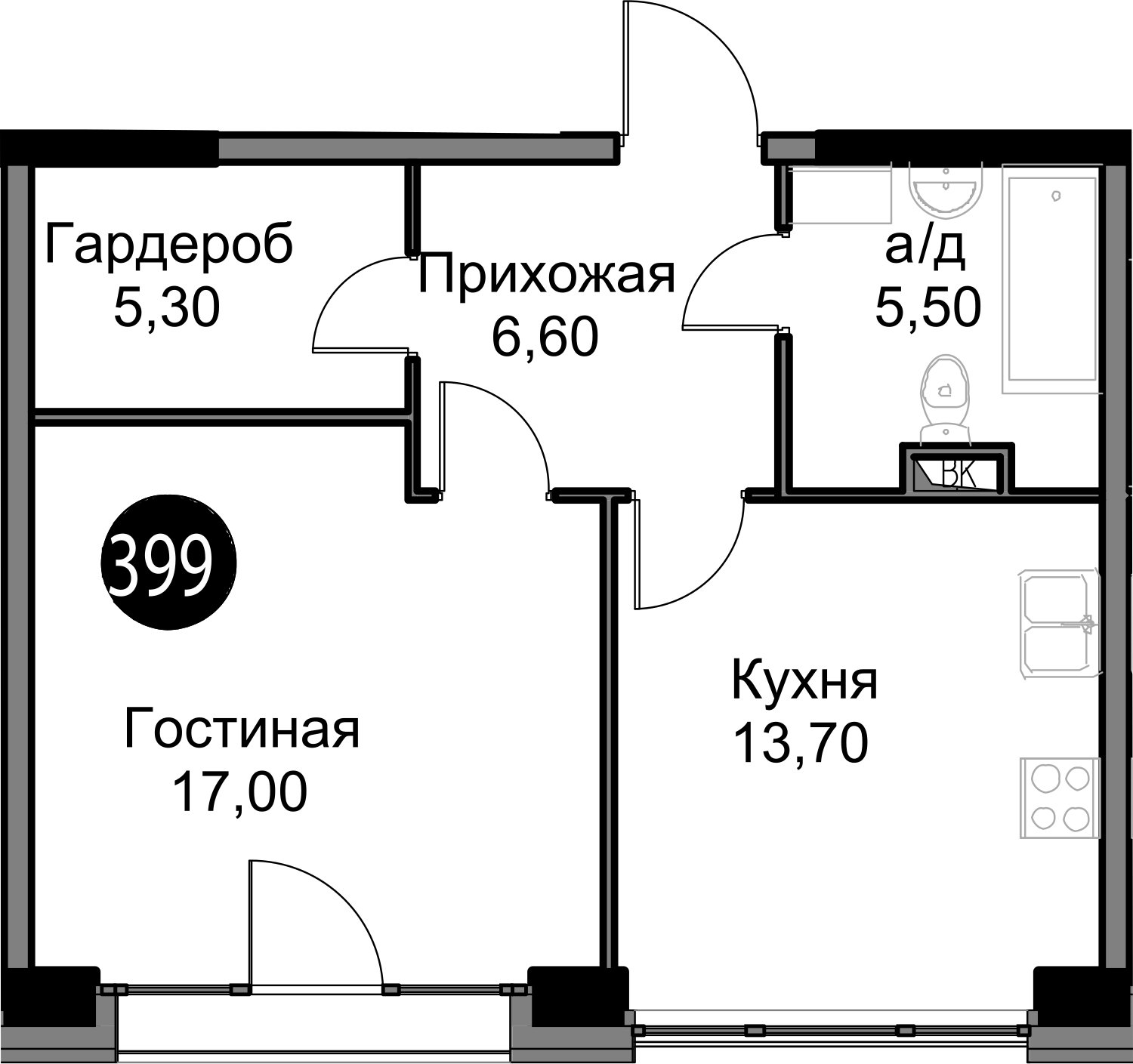 2-комнатная квартира без отделки, 69.8 м2, 18 этаж, дом сдан, ЖК AFI Park Воронцовский, корпус 4 - объявление 2289316 - фото №1