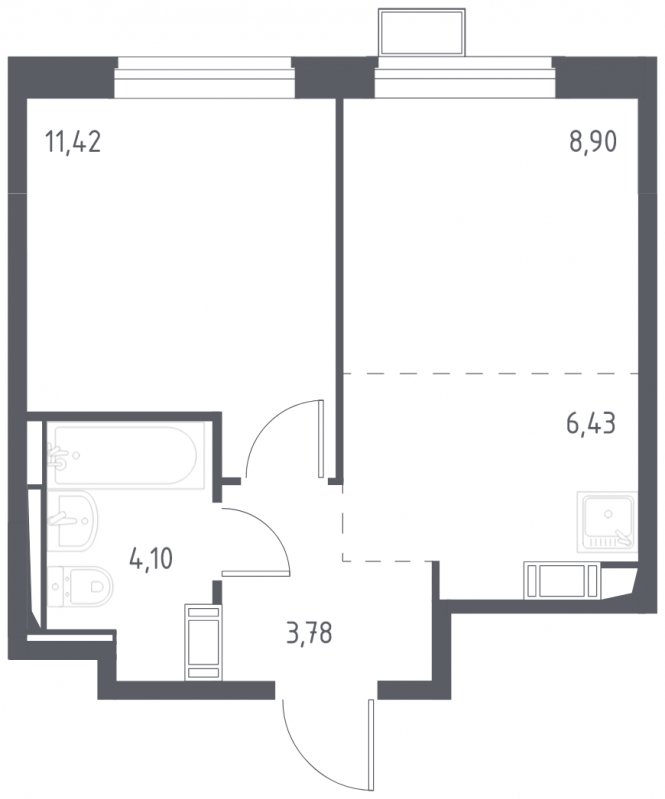 2-комнатная квартира (евро) с полной отделкой, 34.63 м2, 12 этаж, сдача 4 квартал 2023 г., ЖК Алхимово, корпус 8 - объявление 1821780 - фото №1