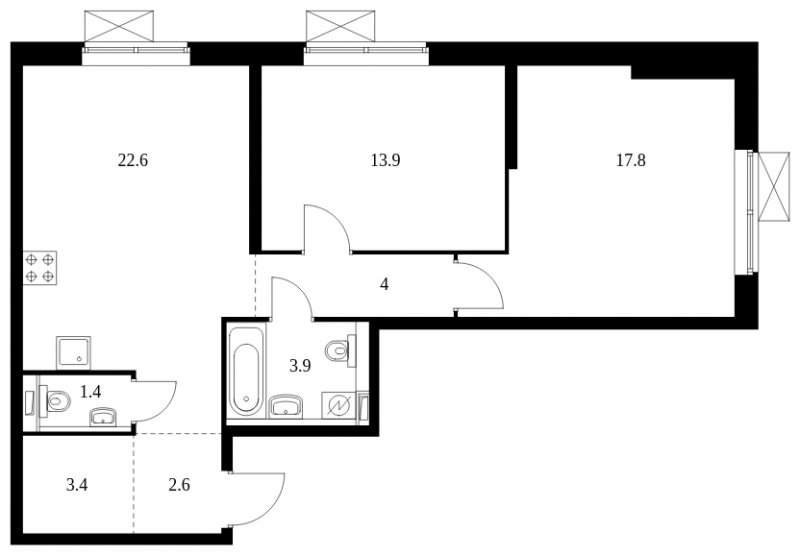 2-комнатная квартира с полной отделкой, 69.6 м2, 4 этаж, сдача 3 квартал 2023 г., ЖК Мичуринский парк, корпус 1.6 - объявление 1559197 - фото №1