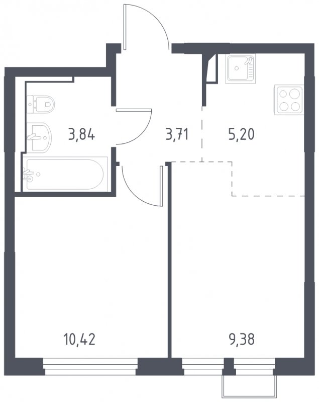 2-комнатная квартира (евро) с полной отделкой, 32.55 м2, 2 этаж, сдача 4 квартал 2024 г., ЖК Остафьево, корпус 16 - объявление 1828210 - фото №1