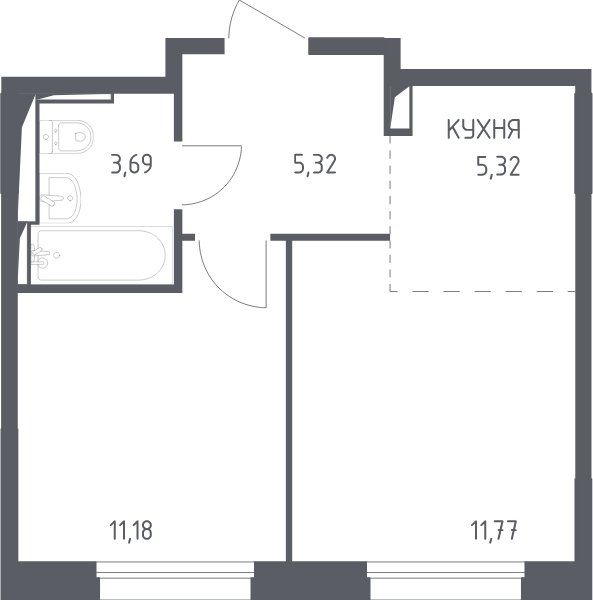 2-комнатная квартира с полной отделкой, 37.3 м2, 13 этаж, сдача 4 квартал 2023 г., ЖК Остафьево, корпус 11.3 - объявление 2071220 - фото №1
