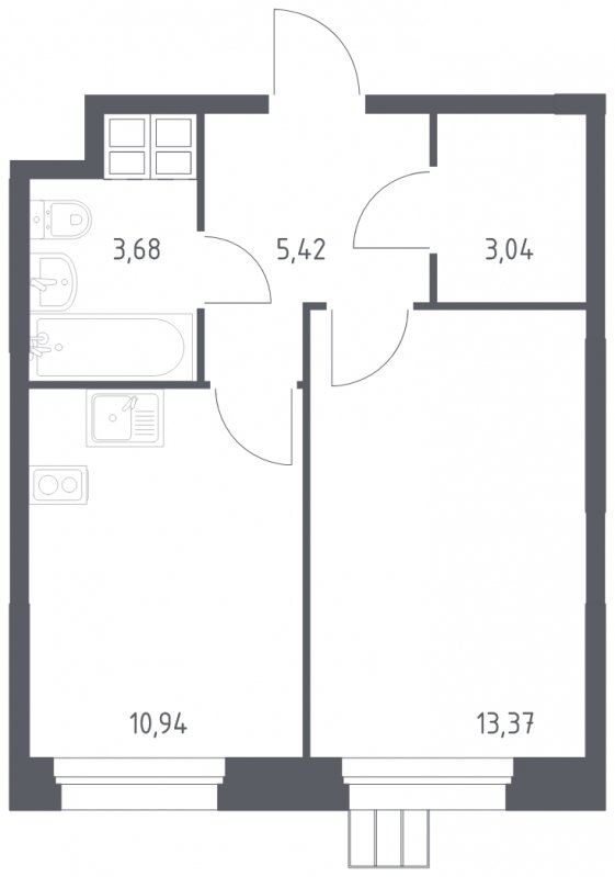 1-комнатные апартаменты с полной отделкой, 36.45 м2, 7 этаж, сдача 1 квартал 2023 г., ЖК Тропарево Парк, корпус 1.2 - объявление 1668817 - фото №1