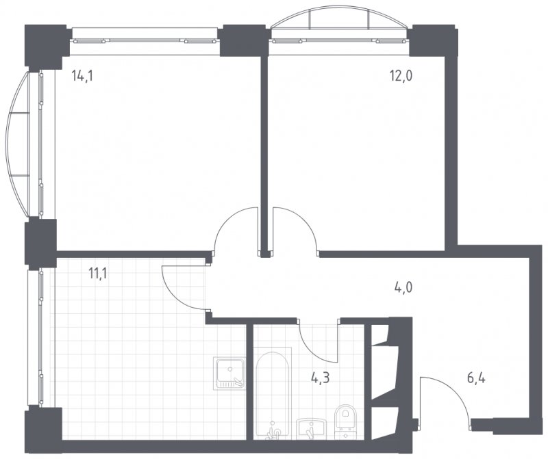 2-комнатная квартира с полной отделкой, 51.9 м2, 11 этаж, сдача 4 квартал 2022 г., ЖК Новоданиловская 8, корпус 2 - объявление 1577453 - фото №1