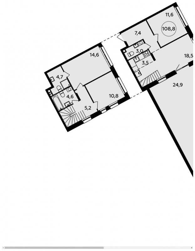 4-комнатная квартира (евро) без отделки, 108.8 м2, 2 этаж, сдача 3 квартал 2023 г., ЖК Прокшино, корпус 4.3 - объявление 1503409 - фото №1