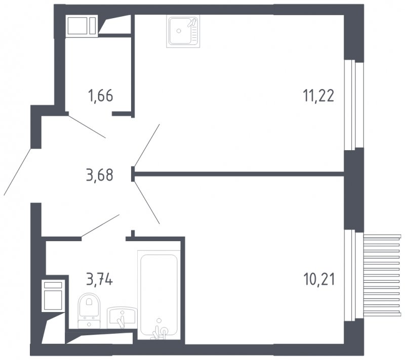 1-комнатная квартира с полной отделкой, 30.51 м2, 6 этаж, сдача 3 квартал 2023 г., ЖК Мытищи Парк, корпус 2 - объявление 1574869 - фото №1