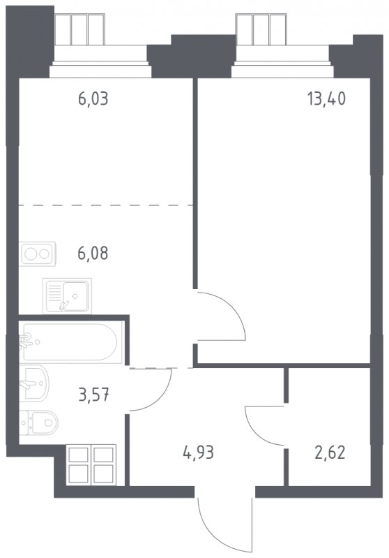 2-комнатная квартира с полной отделкой, 36.63 м2, 6 этаж, сдача 1 квартал 2023 г., ЖК Тропарево Парк, корпус 1.3 - объявление 1755384 - фото №1