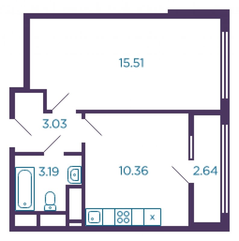 1-комнатная квартира без отделки, 33.3 м2, 8 этаж, дом сдан, ЖК Миниполис Дивное, корпус 14 - объявление 1702744 - фото №1