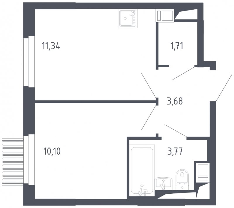 1-комнатная квартира с полной отделкой, 30.6 м2, 13 этаж, сдача 3 квартал 2023 г., ЖК Мытищи Парк, корпус 2 - объявление 1568603 - фото №1