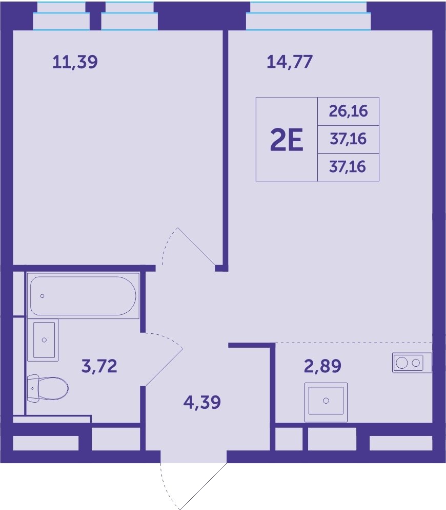 2-комнатная квартира без отделки, 37.16 м2, 12 этаж, сдача 4 квартал 2023 г., ЖК Большое Путилково, корпус 21 - объявление 2296744 - фото №1