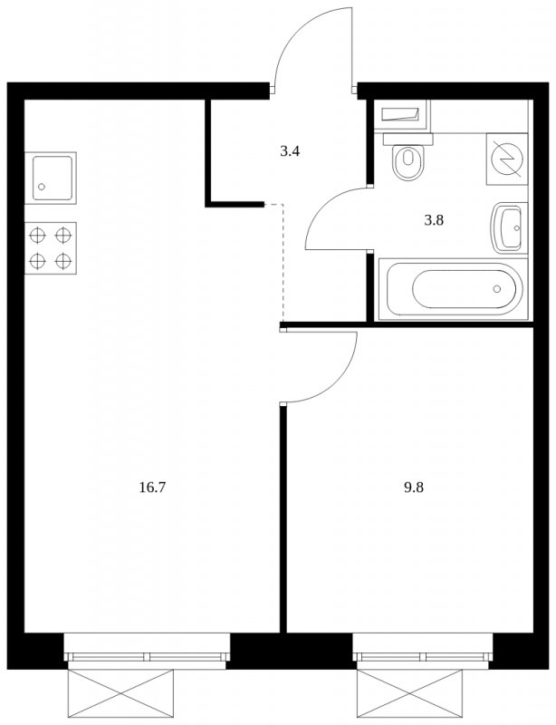 1-комнатная квартира с полной отделкой, 33.7 м2, 22 этаж, сдача 4 квартал 2023 г., ЖК Волжский парк, корпус 4.2 - объявление 1675641 - фото №1