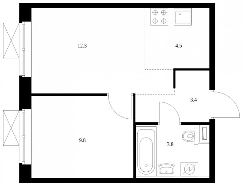 2-комнатная квартира с полной отделкой, 33.8 м2, 23 этаж, сдача 4 квартал 2023 г., ЖК Волжский парк, корпус 4.1 - объявление 1859468 - фото №1