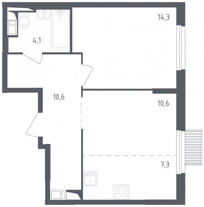 2-комнатная квартира с полной отделкой, 46.9 м2, 2 этаж, сдача 2 квартал 2024 г., ЖК Мытищи Парк, корпус 3 - объявление 1822276 - фото №1