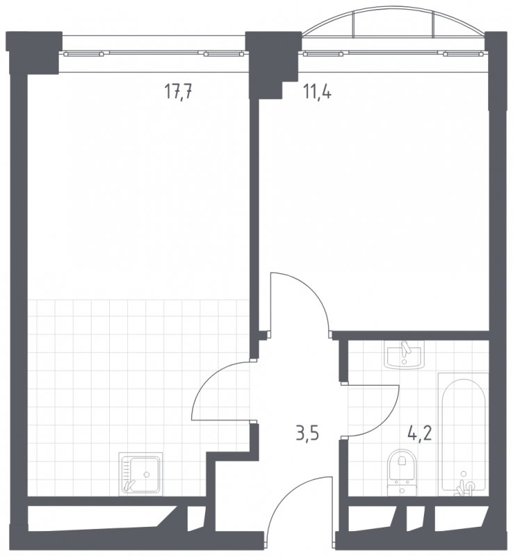 1-комнатная квартира с полной отделкой, 36.8 м2, 12 этаж, сдача 3 квартал 2022 г., ЖК Новоданиловская 8, корпус 3 - объявление 1695302 - фото №1