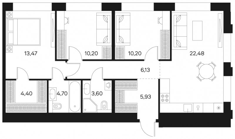 3-комнатная квартира без отделки, 80.84 м2, 20 этаж, сдача 4 квартал 2024 г., ЖК FØRST, корпус 1 - объявление 1962781 - фото №1