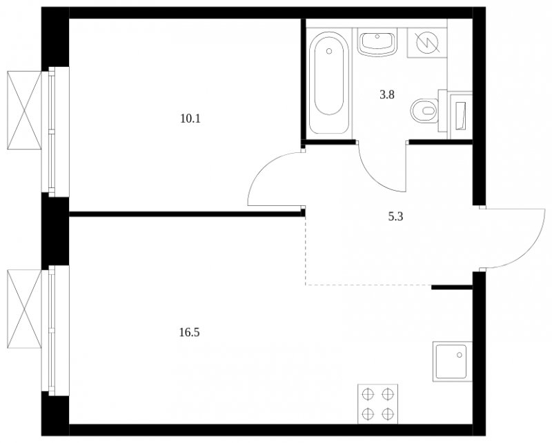 1-комнатная квартира с полной отделкой, 35.7 м2, 2 этаж, сдача 3 квартал 2023 г., ЖК Кольская 8, корпус 1 - объявление 1689703 - фото №1