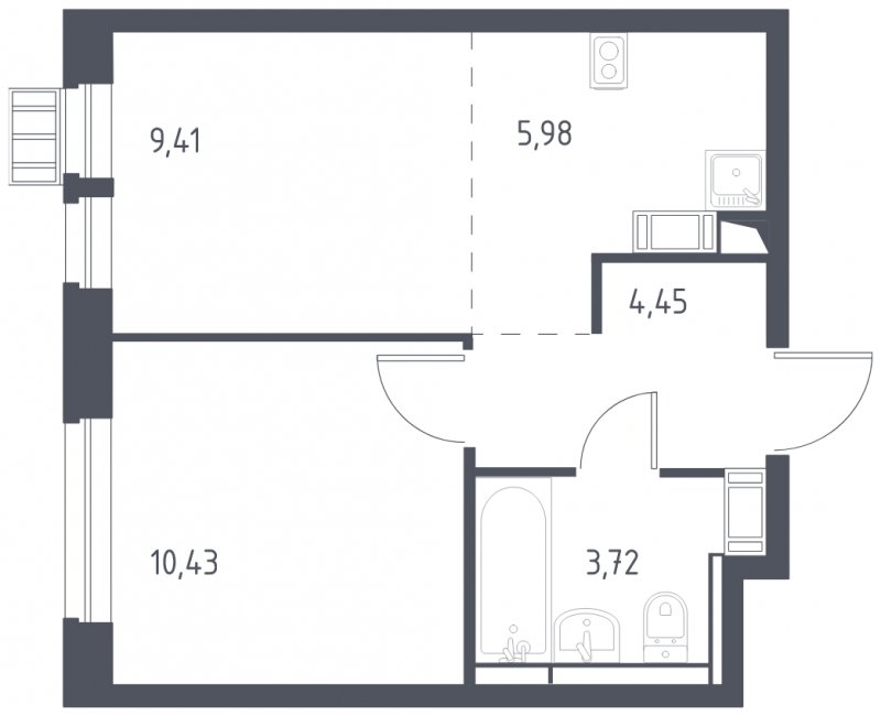 2-комнатная квартира с полной отделкой, 33.99 м2, 11 этаж, сдача 4 квартал 2023 г., ЖК Большое Путилково, корпус 22 - объявление 1805297 - фото №1