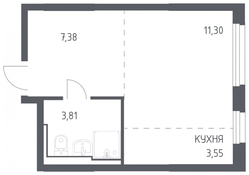 Студия с полной отделкой, 26.04 м2, 3 этаж, сдача 4 квартал 2023 г., ЖК Остафьево, корпус 11.2 - объявление 1977919 - фото №1