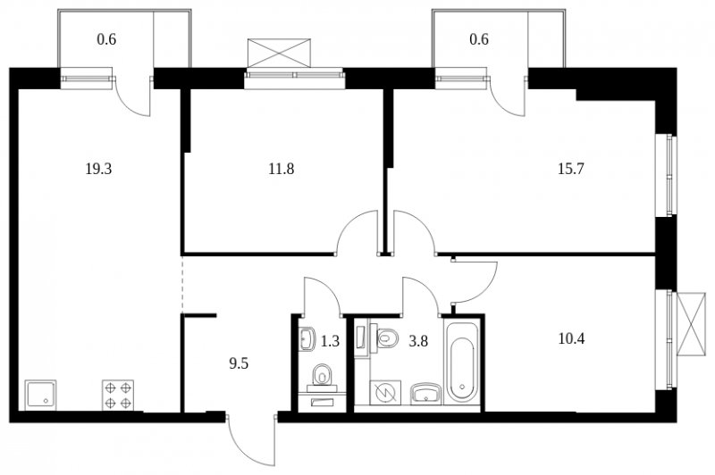 3-комнатная квартира с полной отделкой, 73 м2, 8 этаж, сдача 2 квартал 2025 г., ЖК Саларьево Парк, корпус 56.1 - объявление 1970302 - фото №1