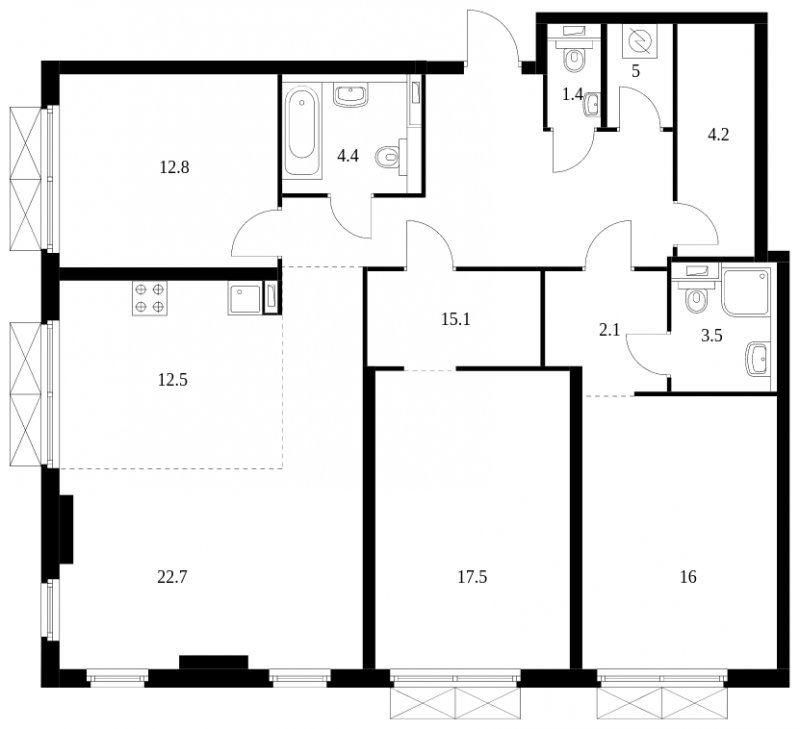 4-комнатная квартира с полной отделкой, 122.6 м2, 2 этаж, сдача 3 квартал 2023 г., ЖК Западный порт, корпус 2.2.2 - объявление 1741039 - фото №1