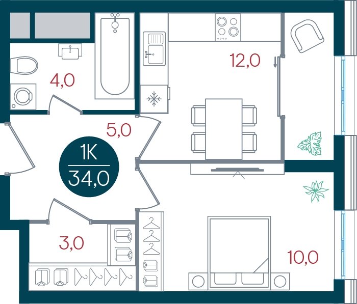 1-комнатная квартира без отделки, 34 м2, 2 этаж, дом сдан, ЖК РУСИЧ Новые Котельники, корпус 3 - объявление 2433634 - фото №1