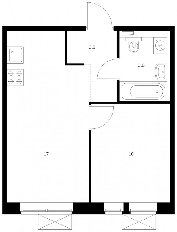 1-комнатная квартира с полной отделкой, 34.1 м2, 2 этаж, сдача 2 квартал 2023 г., ЖК Ильинские Луга, корпус 1.13-1.14 - объявление 1680504 - фото №1