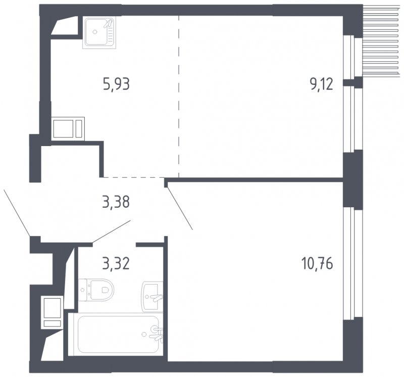 2-комнатная квартира с полной отделкой, 32.51 м2, 17 этаж, сдача 3 квартал 2023 г., ЖК Мытищи Парк, корпус 2 - объявление 1568741 - фото №1