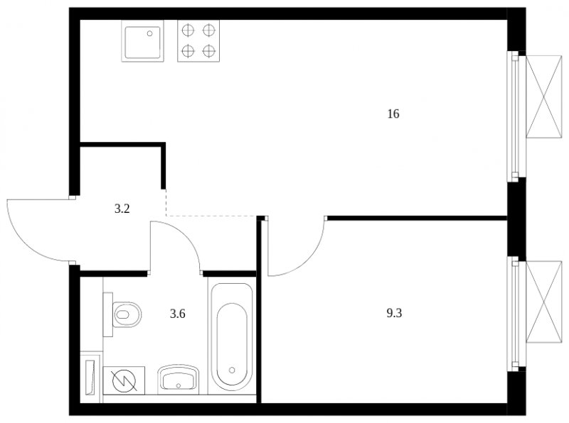 1-комнатная квартира с полной отделкой, 32.1 м2, 2 этаж, сдача 3 квартал 2023 г., ЖК Ильинские Луга, корпус 13 - объявление 1678358 - фото №1