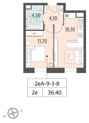 1-комнатная квартира без отделки, 36.4 м2, 8 этаж, сдача 4 квартал 2023 г., ЖК ЗИЛАРТ, корпус 14 - объявление 1947883 - фото №1