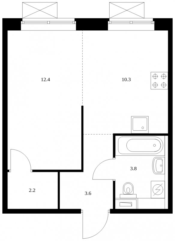 1-комнатная квартира с полной отделкой, 32.3 м2, 2 этаж, сдача 3 квартал 2023 г., ЖК Ильинские Луга, корпус 14 - объявление 1696312 - фото №1