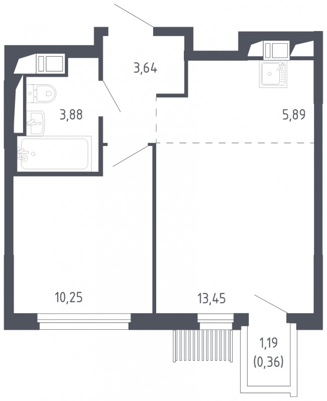 2-комнатная квартира с полной отделкой, 37.47 м2, 16 этаж, сдача 3 квартал 2023 г., ЖК Мытищи Парк, корпус 2 - объявление 1655785 - фото №1