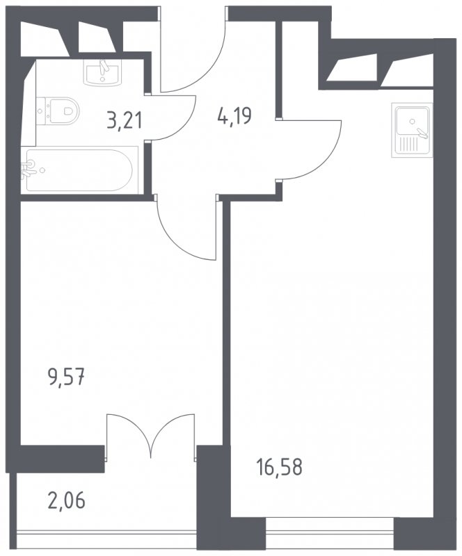 1-комнатные апартаменты с полной отделкой, 35.61 м2, 18 этаж, сдача 3 квартал 2024 г., ЖК Квартал Спутник, корпус 16 - объявление 1712080 - фото №1