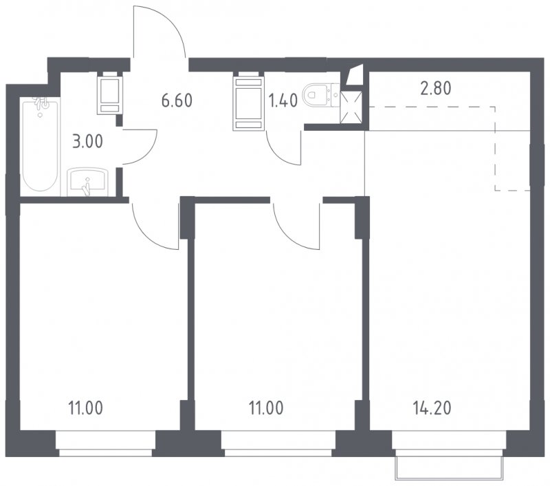 2-комнатная квартира с полной отделкой, 50 м2, 12 этаж, сдача 1 квартал 2023 г., ЖК Алхимово, корпус 3.1 - объявление 1526729 - фото №1