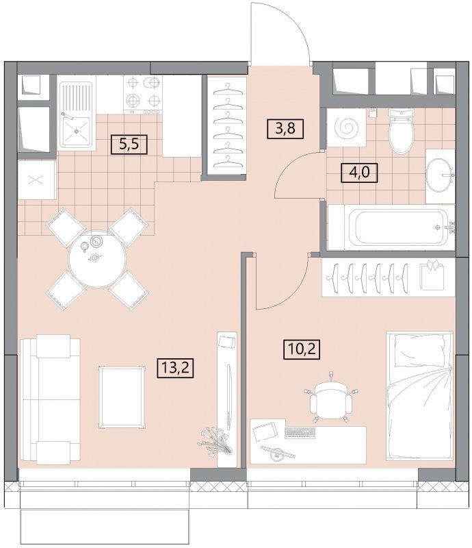 2-комнатная квартира (евро) с полной отделкой, 36.75 м2, 6 этаж, сдача 2 квартал 2022 г., ЖК Вестердам, корпус 3 - объявление 1538769 - фото №1