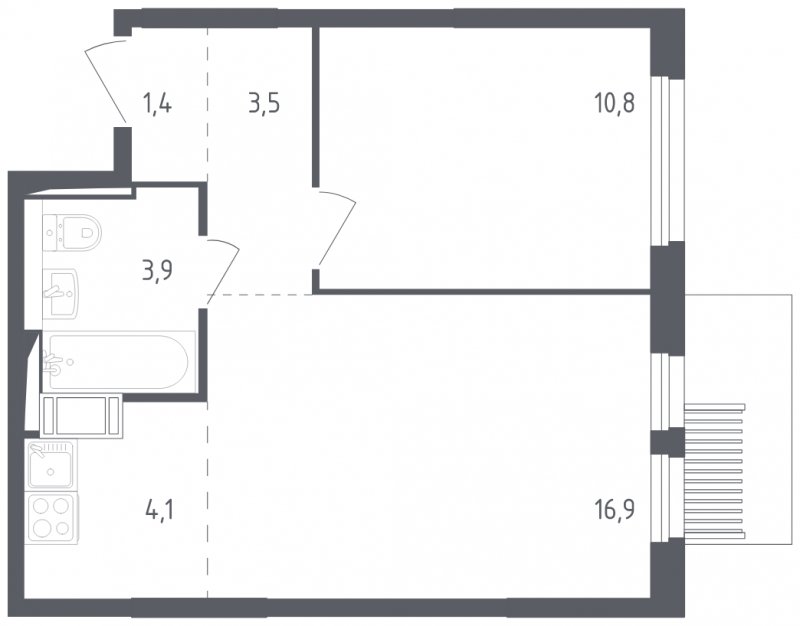 2-комнатная квартира с полной отделкой, 40.6 м2, 17 этаж, сдача 2 квартал 2025 г., ЖК Мытищи Парк, корпус 4 - объявление 1823289 - фото №1