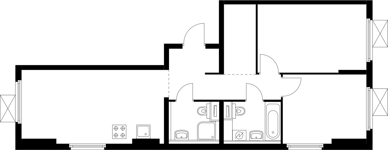 2-комнатная квартира с полной отделкой, 62.95 м2, 7 этаж, сдача 3 квартал 2025 г., ЖК Середневский лес, корпус 4.2 - объявление 2367954 - фото №1