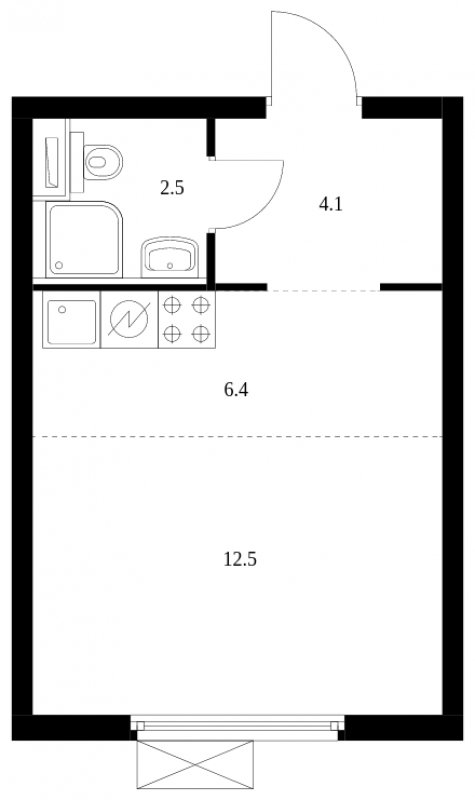 Студия с полной отделкой, 25.5 м2, 30 этаж, сдача 3 квартал 2024 г., ЖК Амурский парк, корпус 2 - объявление 1594877 - фото №1