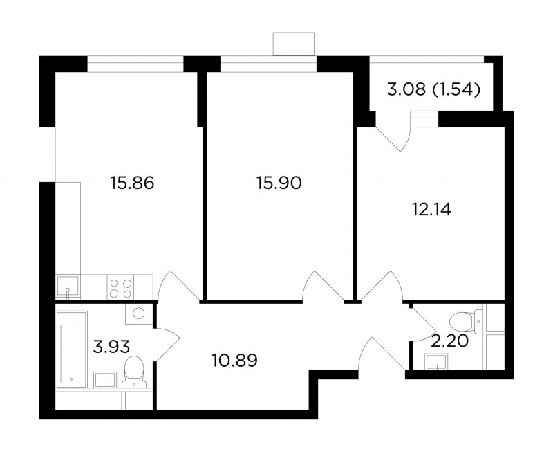 2-комнатная квартира без отделки, 62.46 м2, 5 этаж, сдача 4 квартал 2022 г., ЖК VESNA, корпус 4.1 - объявление 1757848 - фото №1