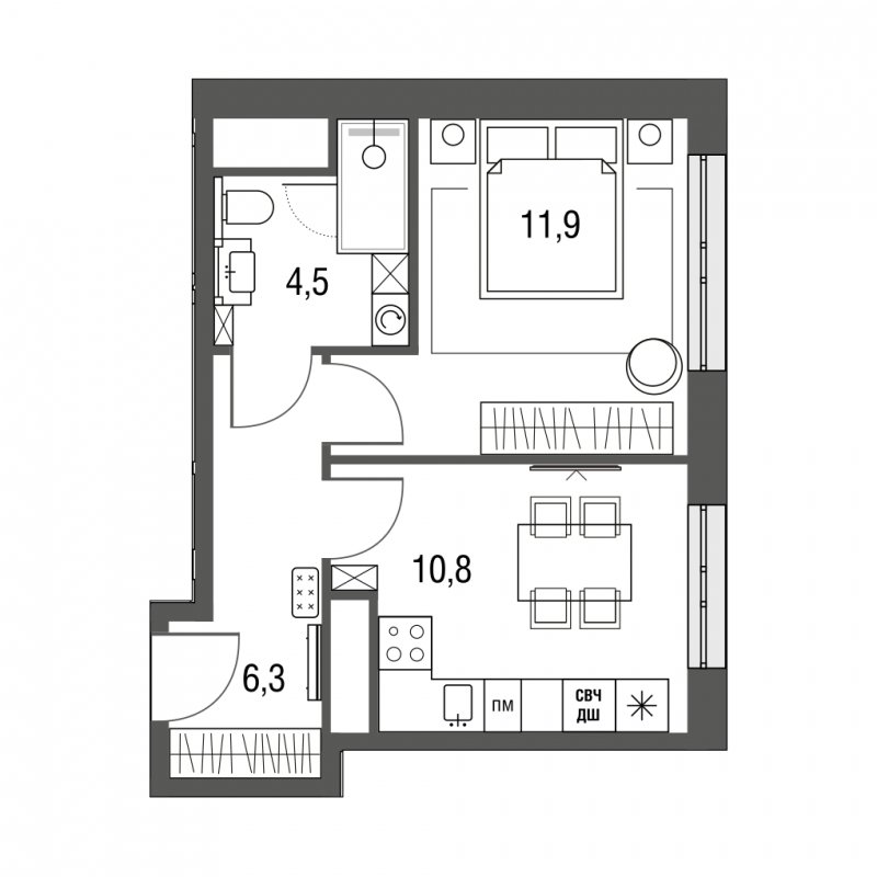 1-комнатная квартира с частичной отделкой, 33.5 м2, 19 этаж, сдача 1 квартал 2024 г., ЖК Сиреневый Парк, корпус 32 - объявление 2055840 - фото №1
