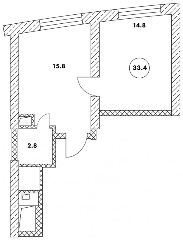 1-комнатные апартаменты 33.4 м2, 2 этаж, дом сдан, ЖК Флотилия, корпус 1 - объявление 1882184 - фото №1