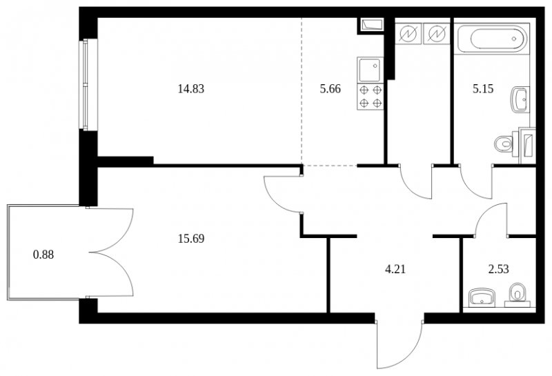 2-комнатная квартира с полной отделкой, 61.81 м2, 9 этаж, сдача 1 квартал 2024 г., ЖК Green Park, корпус 8 - объявление 1758768 - фото №1