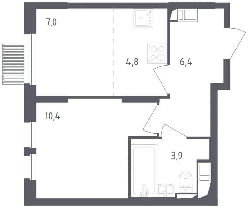 2-комнатная квартира с полной отделкой, 32.5 м2, 9 этаж, сдача 2 квартал 2024 г., ЖК Мытищи Парк, корпус 3 - объявление 1822377 - фото №1