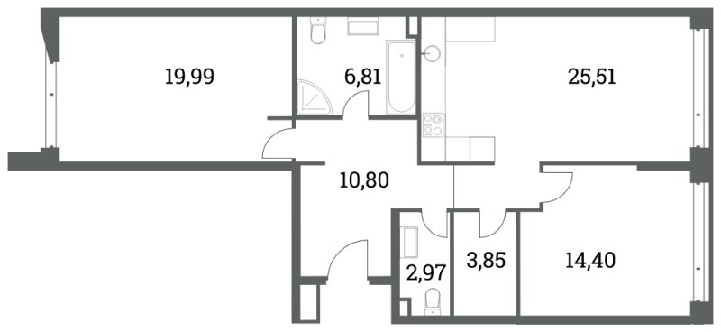 2-комнатная квартира без отделки, 84.31 м2, 2 этаж, сдача 4 квартал 2022 г., ЖК Headliner, корпус 6 - объявление 1285053 - фото №1