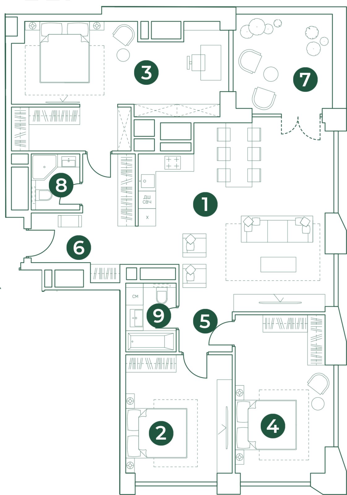 4-комнатная квартира (евро) с полной отделкой, 122.3 м2, 29 этаж, дом сдан, ЖК Эко-квартал VERY, корпус 2 - объявление 2394349 - фото №1