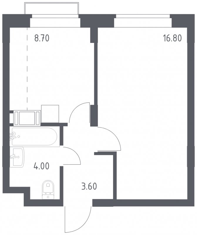 1-комнатная квартира с полной отделкой, 33.1 м2, 16 этаж, сдача 1 квартал 2023 г., ЖК Алхимово, корпус 3.1 - объявление 1457019 - фото №1