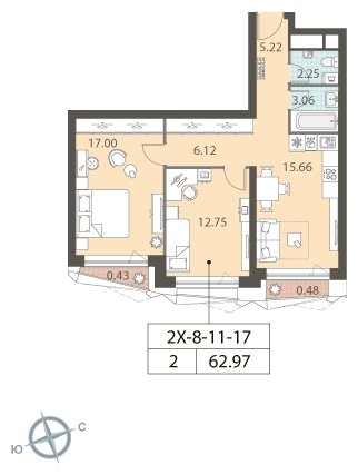 2-комнатная квартира 69.1 м2, 5 этаж, дом сдан, ЖК ЗИЛАРТ, корпус ZILART TOWER - объявление 1943853 - фото №1