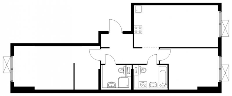 2-комнатная квартира с полной отделкой, 64.8 м2, 2 этаж, сдача 1 квартал 2025 г., ЖК Бунинские луга, корпус 3.8.1 - объявление 1887975 - фото №1