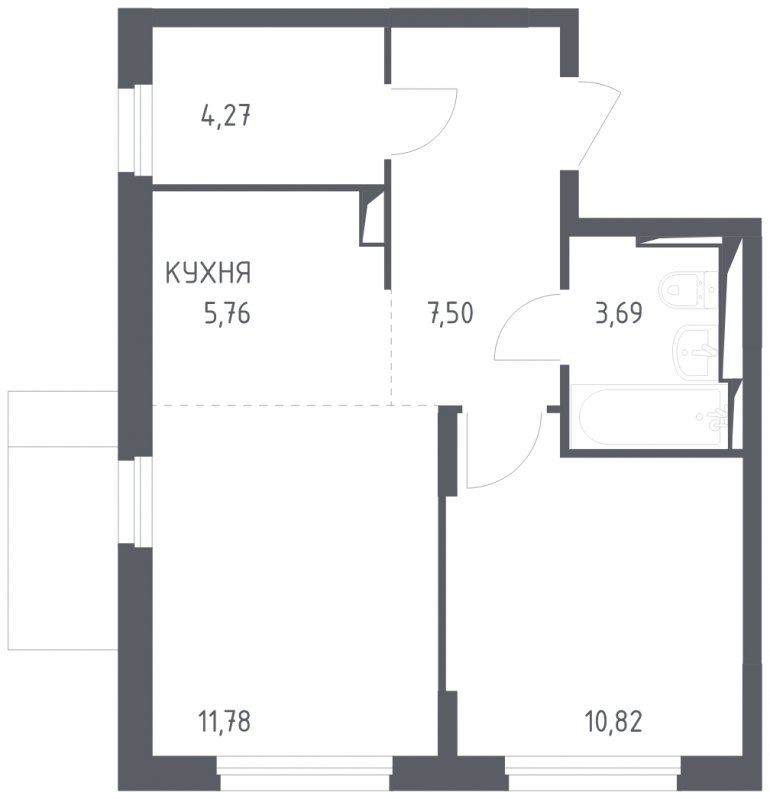 2-комнатная квартира с полной отделкой, 43.82 м2, 11 этаж, сдача 2 квартал 2024 г., ЖК Остафьево, корпус 12.3 - объявление 1805732 - фото №1