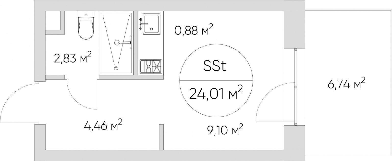 Студия без отделки, 24.01 м2, 1 этаж, дом сдан, ЖК N'ICE LOFT, корпус 1 - объявление 2432206 - фото №1